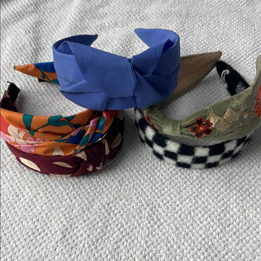 Elegant Women's Headband Trio - Blue, Burgundy, Green